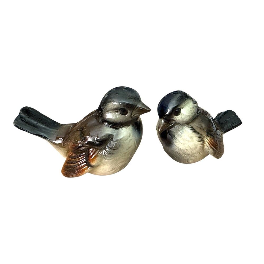 Vintage Goebel W Germany Porcelain Bird Figurines Pair Small Sparrow